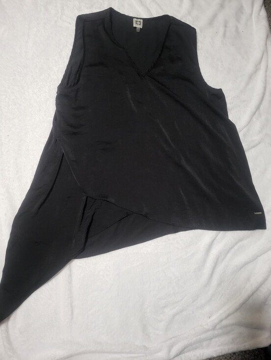 Anne Klein Tops - Anne Klein Xlarge Black Asymmetrical Sleeveless Drape Blouse